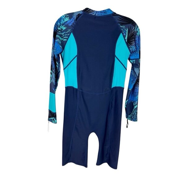 Sbart Women's XL Swim Rashguard One-Piece Shorty LS Blue EUC - Picture 3 of 11